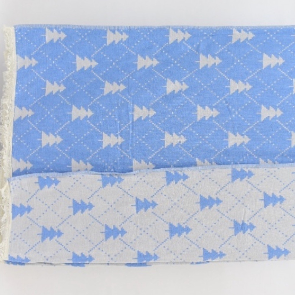 Tree Loom Weave Travel Blanket Scarf Wrap Big Sky BLUE NEW 2 Side Jacquard